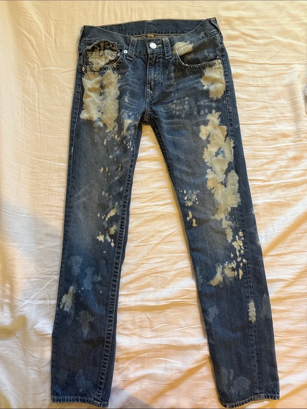 True Religion Men's Distressed Dark Blue Jeans